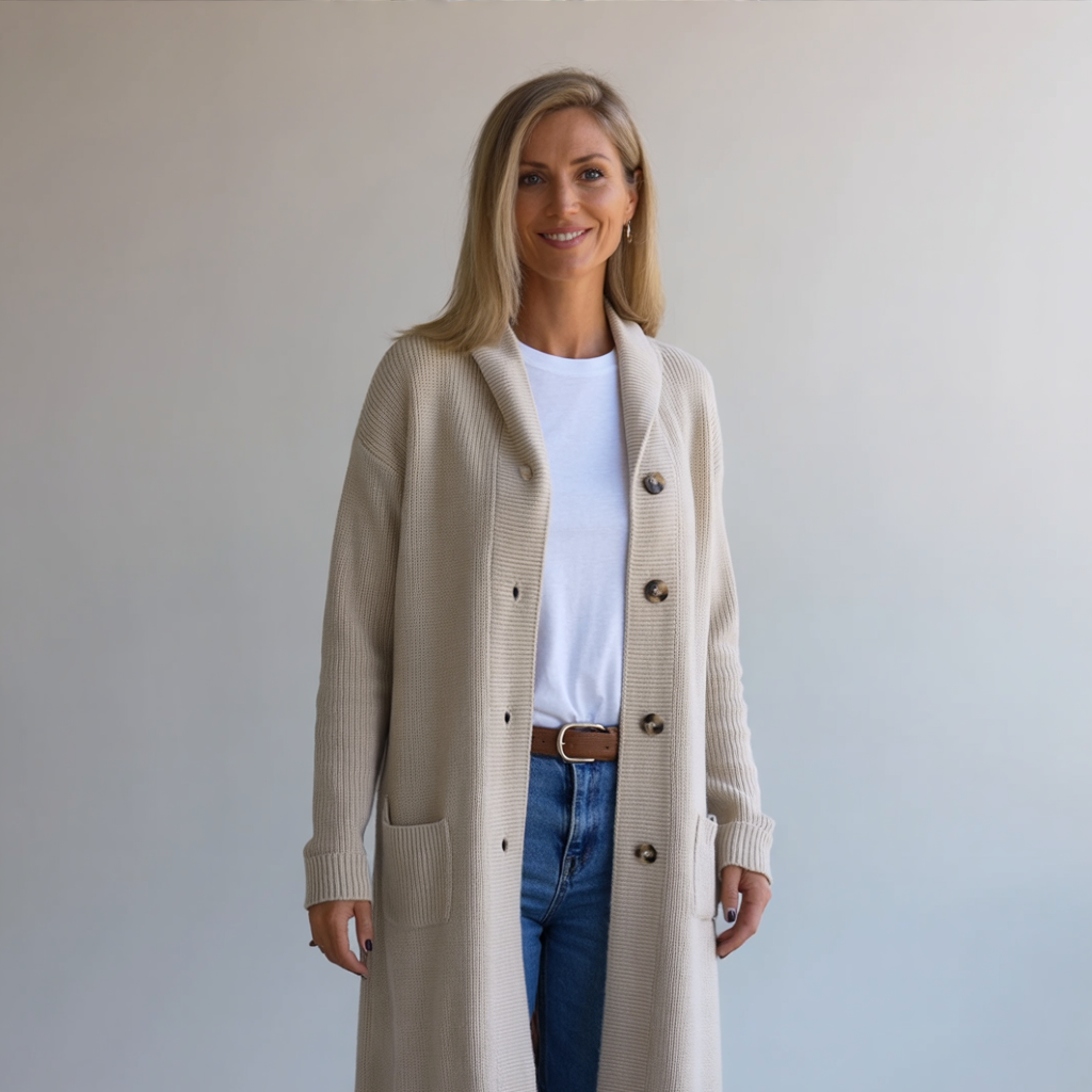 ASARA - Elegant strikket cardigan, strikkende plagg for kvinner