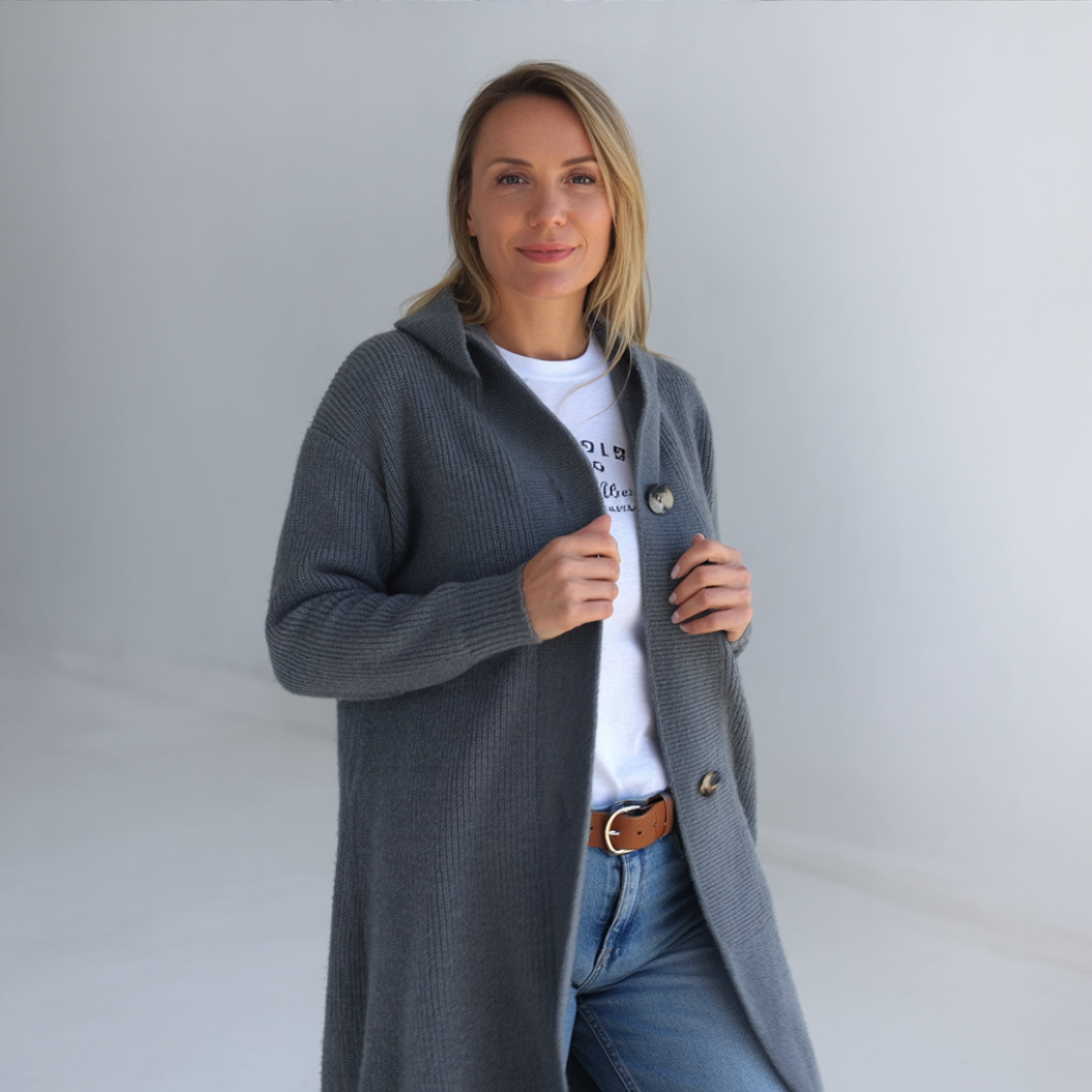 ASARA - Elegant strikket cardigan, strikkende plagg for kvinner