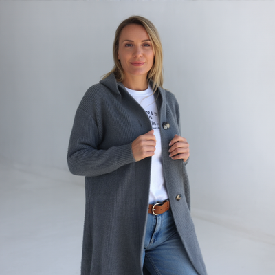 ASARA - Elegant strikket cardigan, strikkende plagg for kvinner
