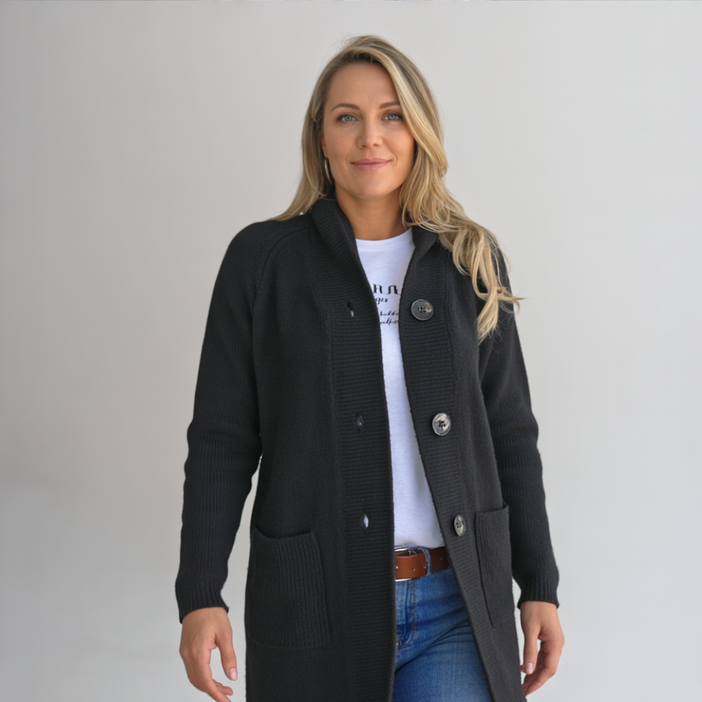 ASARA - Elegant strikket cardigan, strikkende plagg for kvinner